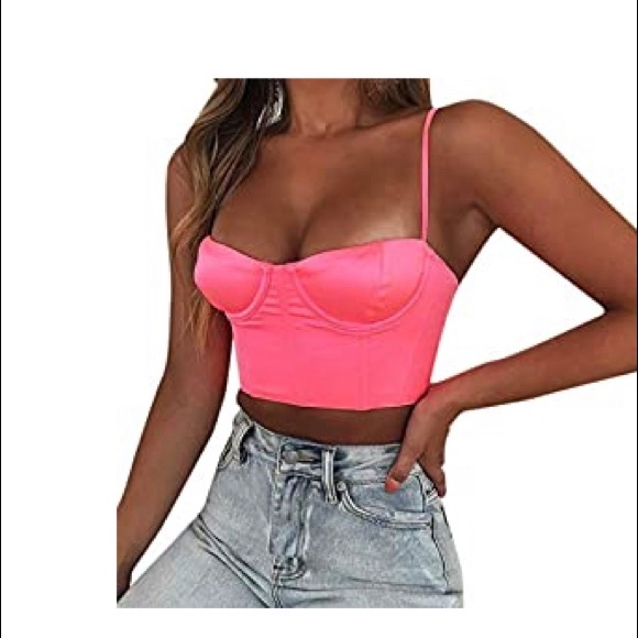 Princess Polly Tops - Princess Polly Neon pink satin crop top size m